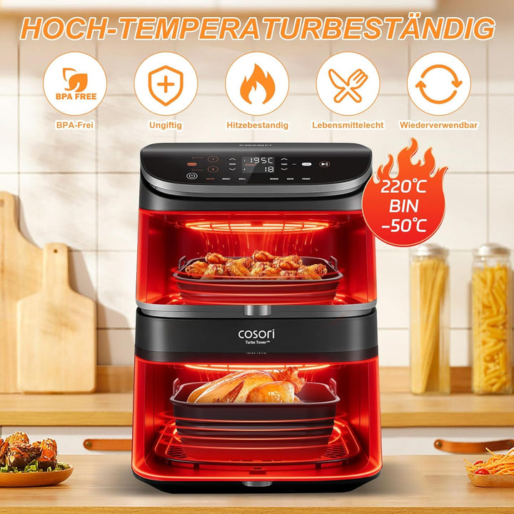 16PCS Heissluftfritteuse Zubehör, Verdickt Airfryer Zubehör für COSORI Turbo Tower Pro 10,8L(6,5L/4,