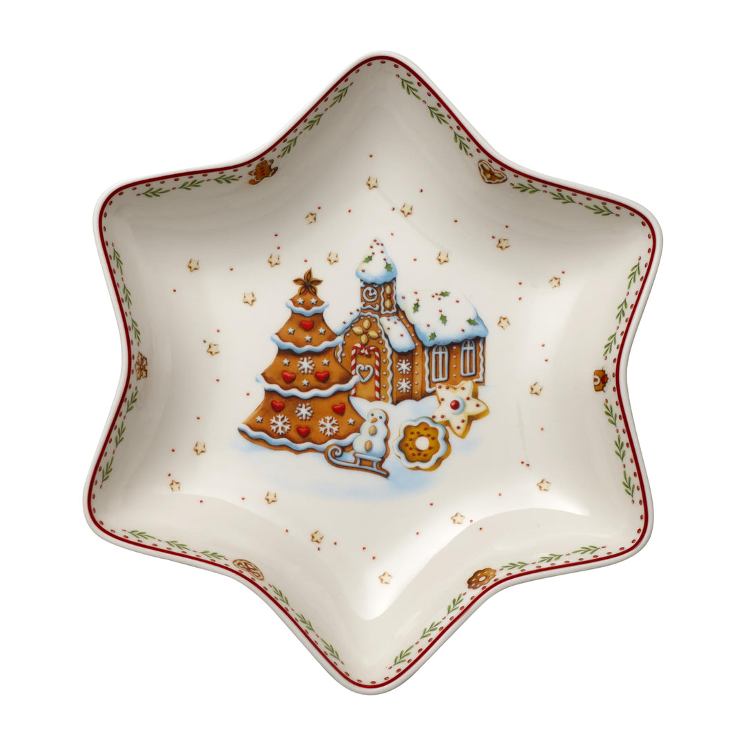Villeroy und Boch Winter Bakery Delight Sternschale mittel, Lebkuchendorf, Schale für Plätzchen, Pre