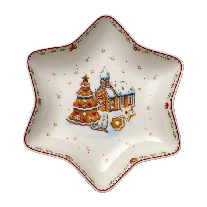Villeroy und Boch Winter Bakery Delight Sternschale mittel, Lebkuchendorf, Schale für Plätzchen, Pre
