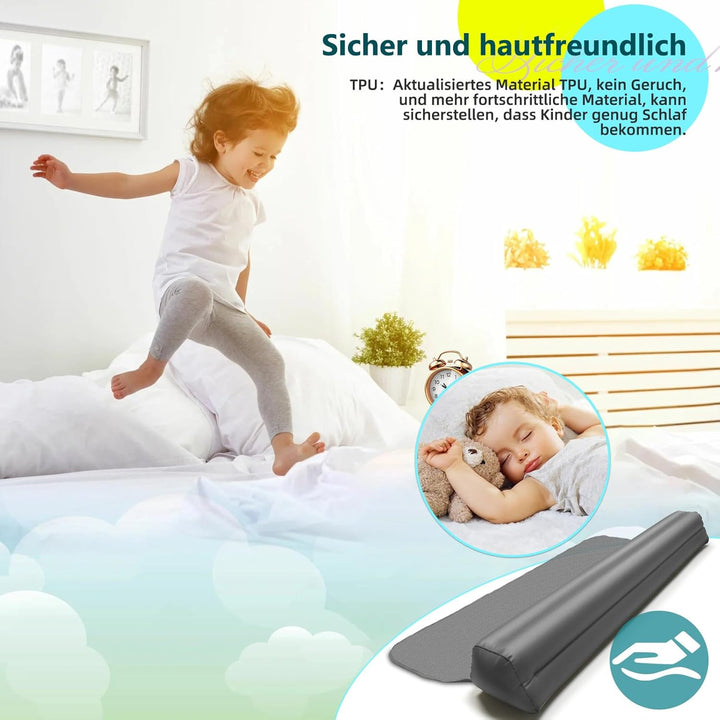 Fwiull Aufblasbarer Rausfallschutz Kinder Bett Reise(130cm),Sicherheitsgeländer für Kinder,Reise Rau