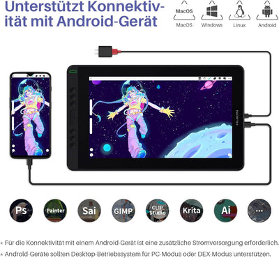 HUION Kamvas 13 Grafiktablett mit Display, Grafik-Zeichenmonitor mit voll laminiertem Bildschirm, Ne