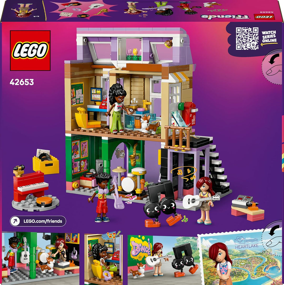 LEGO Friends Musikladen & Wohnung - Spielzeug mit 3 Mini-Puppen, Einer Corgi Tierfigur und Musikinst
