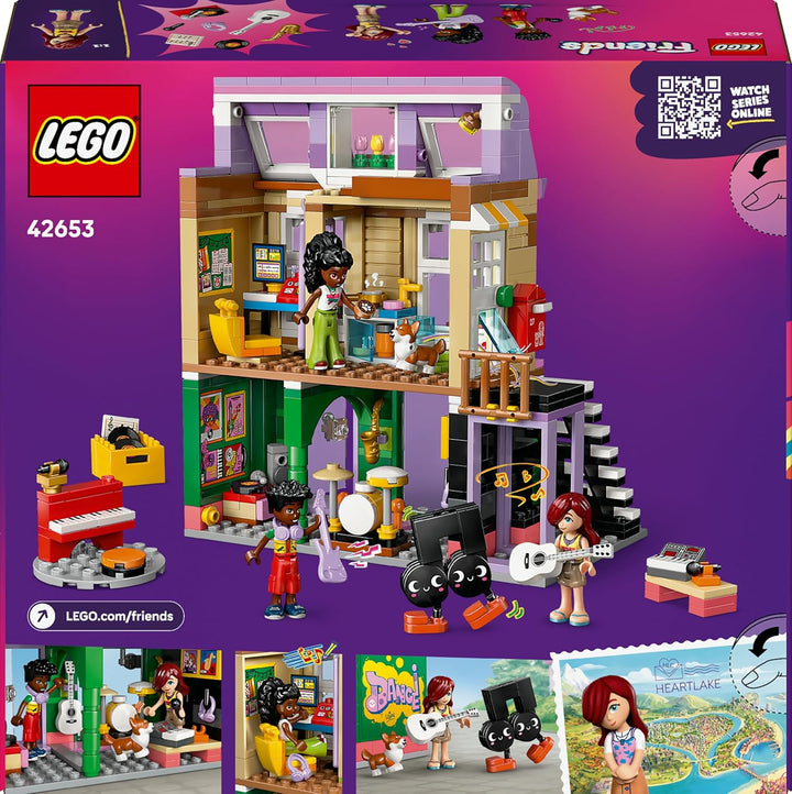 LEGO Friends Musikladen & Wohnung - Spielzeug mit 3 Mini-Puppen, Einer Corgi Tierfigur und Musikinst