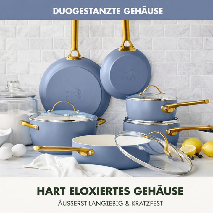 GreenPan Reserve Harteloxiertes Gesundes Keramische Antihaft-Kochgeschirr Set,10 Teile,Inklusive Bra