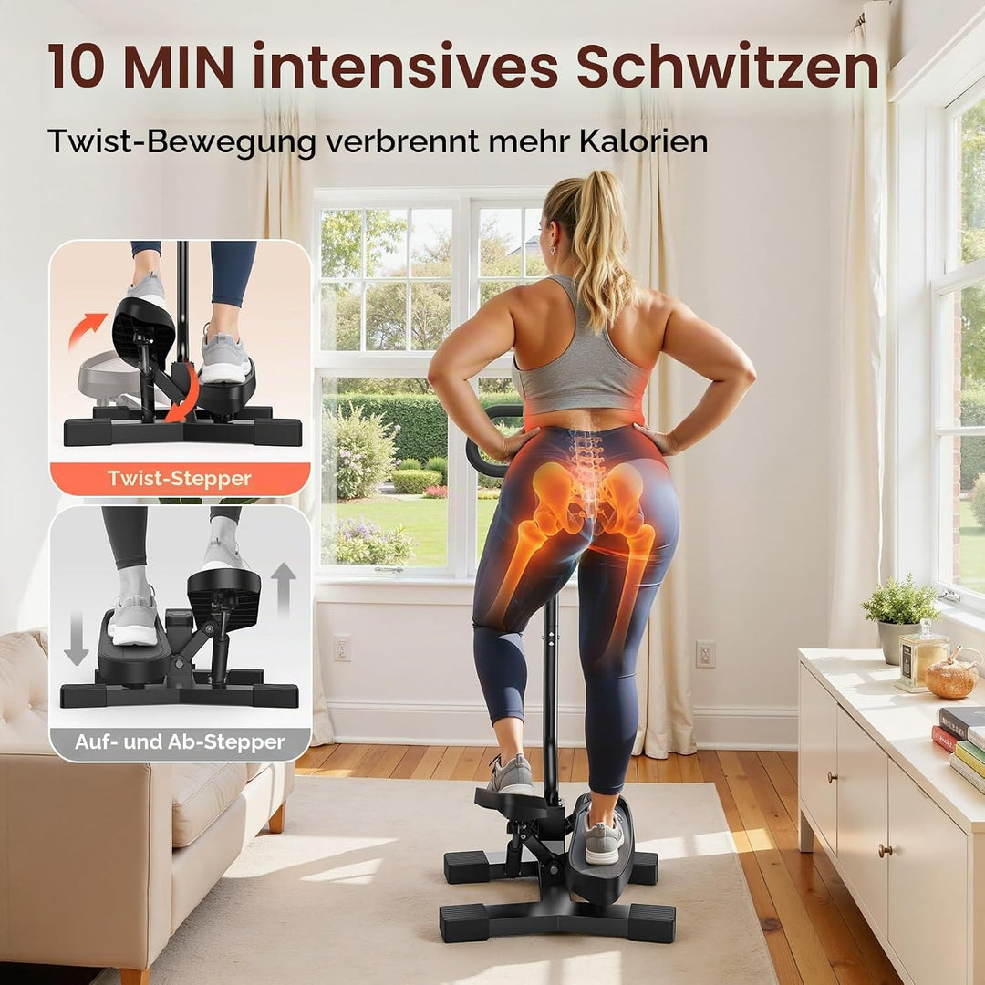 Sportsroyals Exercise Stair Stepper für Zuhause – Up-Down Swing Stepper mit Power Ropes for Bein/Arm