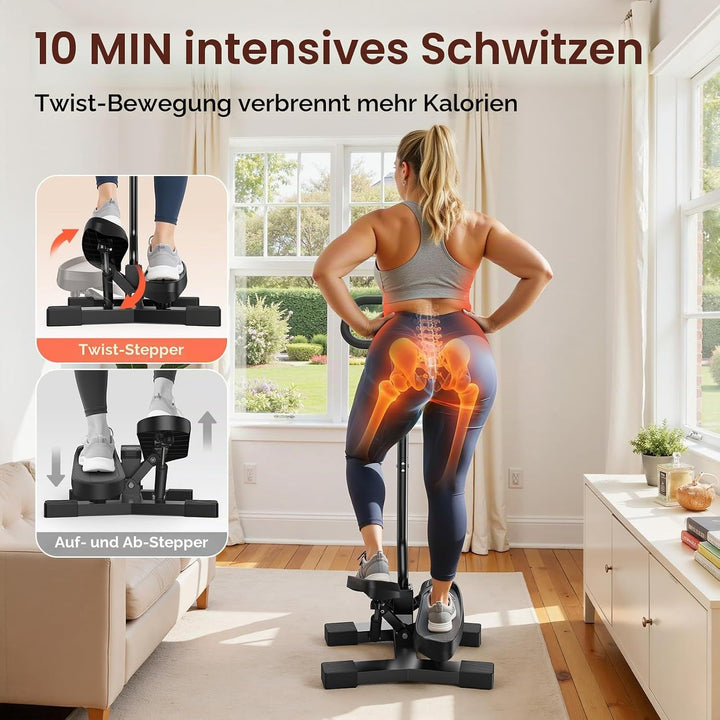 Sportsroyals Exercise Stair Stepper für Zuhause – Up-Down Swing Stepper mit Power Ropes for Bein/Arm