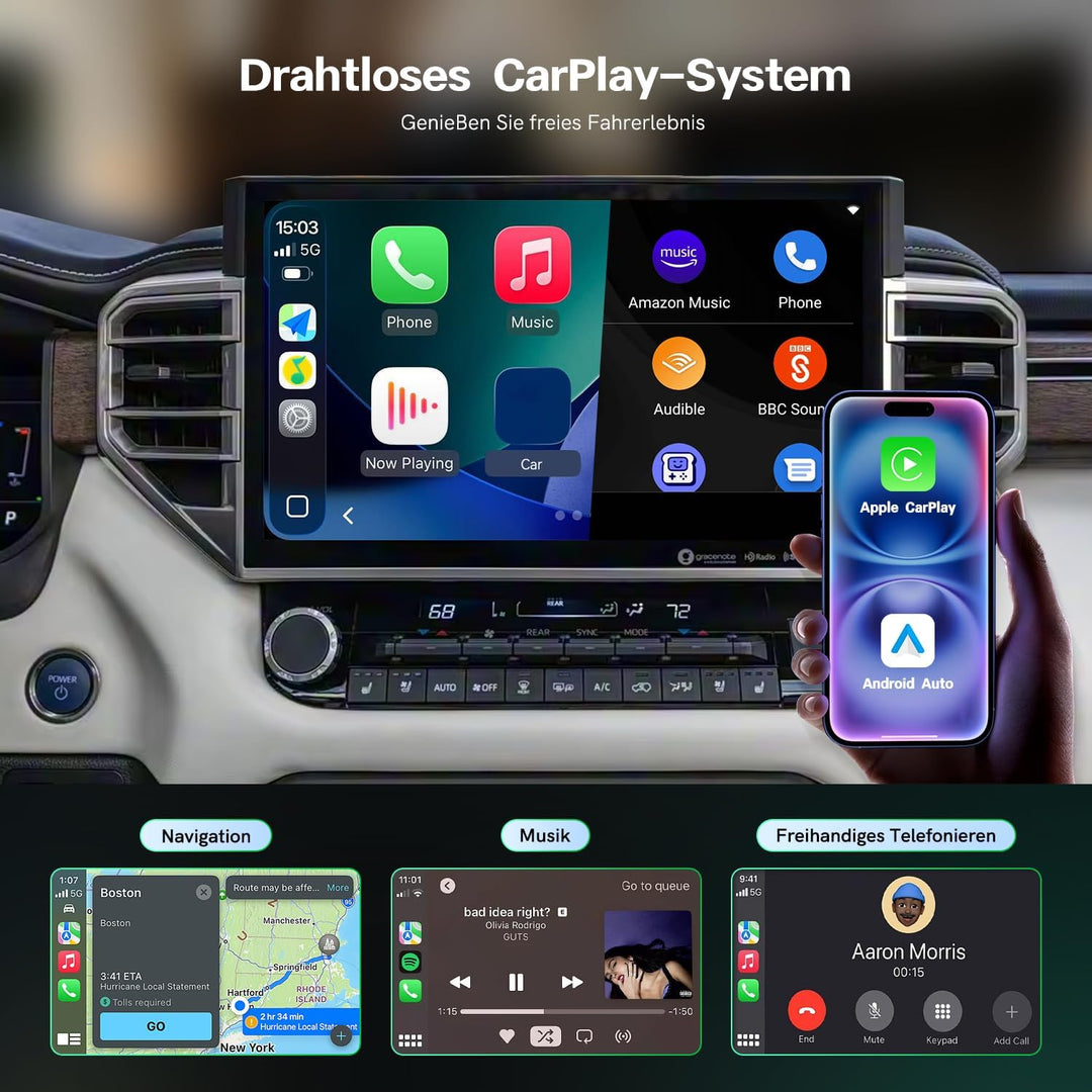 Wireless CarPlay Adapter, 2 in 1 CarPlay & Android Auto Wireless Adapter, Upgrade von Wired auf Wire