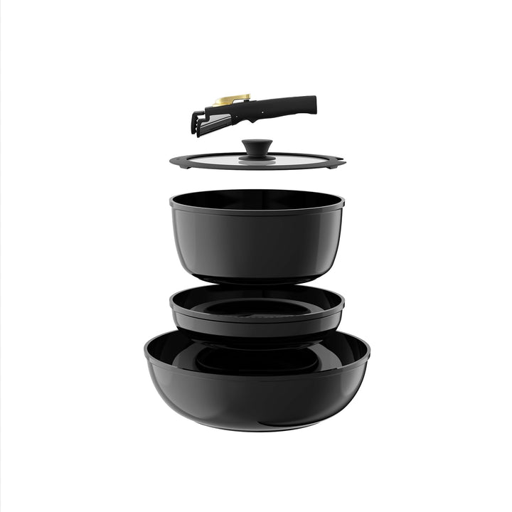 Töpfe und Pfannen Set Non-Stick, Keramik Kochgeschirr Set Abnehmbare/abnehmbare Griffe, RV Camping K