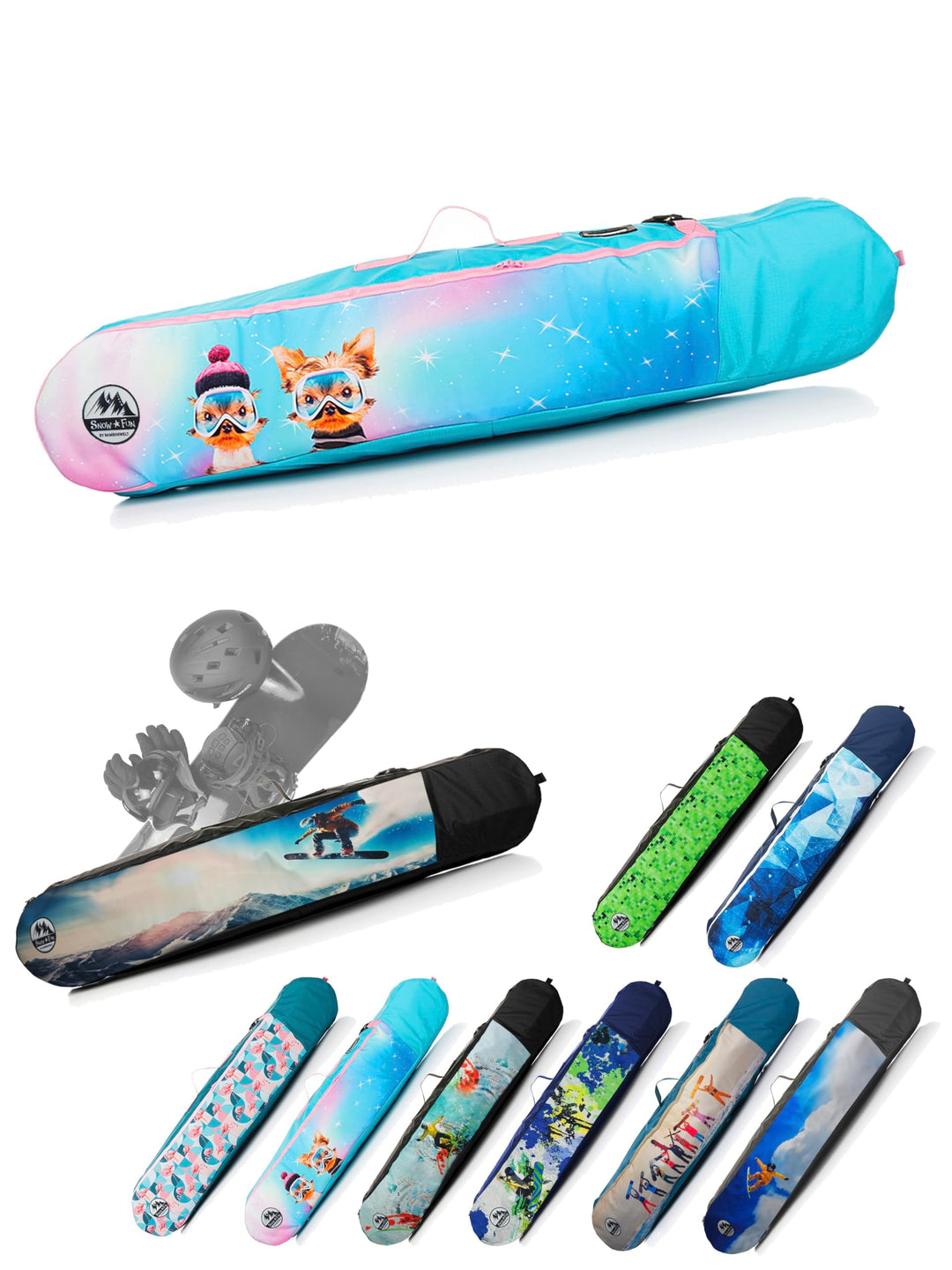 BAMBINIWELT Kinder Snowboardrucksack, Snowboardtasche, Stauraum für Helm, Schuhe & Handschuhe, Board