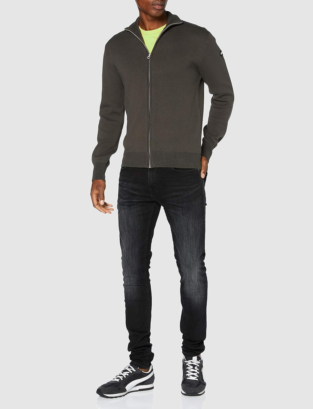 Schott NYC Herren Plkern2 Pullover Pullover S Dark Kaki, S Dark Kaki