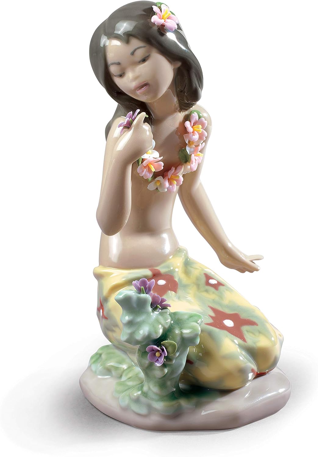 LLADRÓ Mädchen-Figur In A Tropical Garden (Special Edition). Hawaiisch. Porzellan.