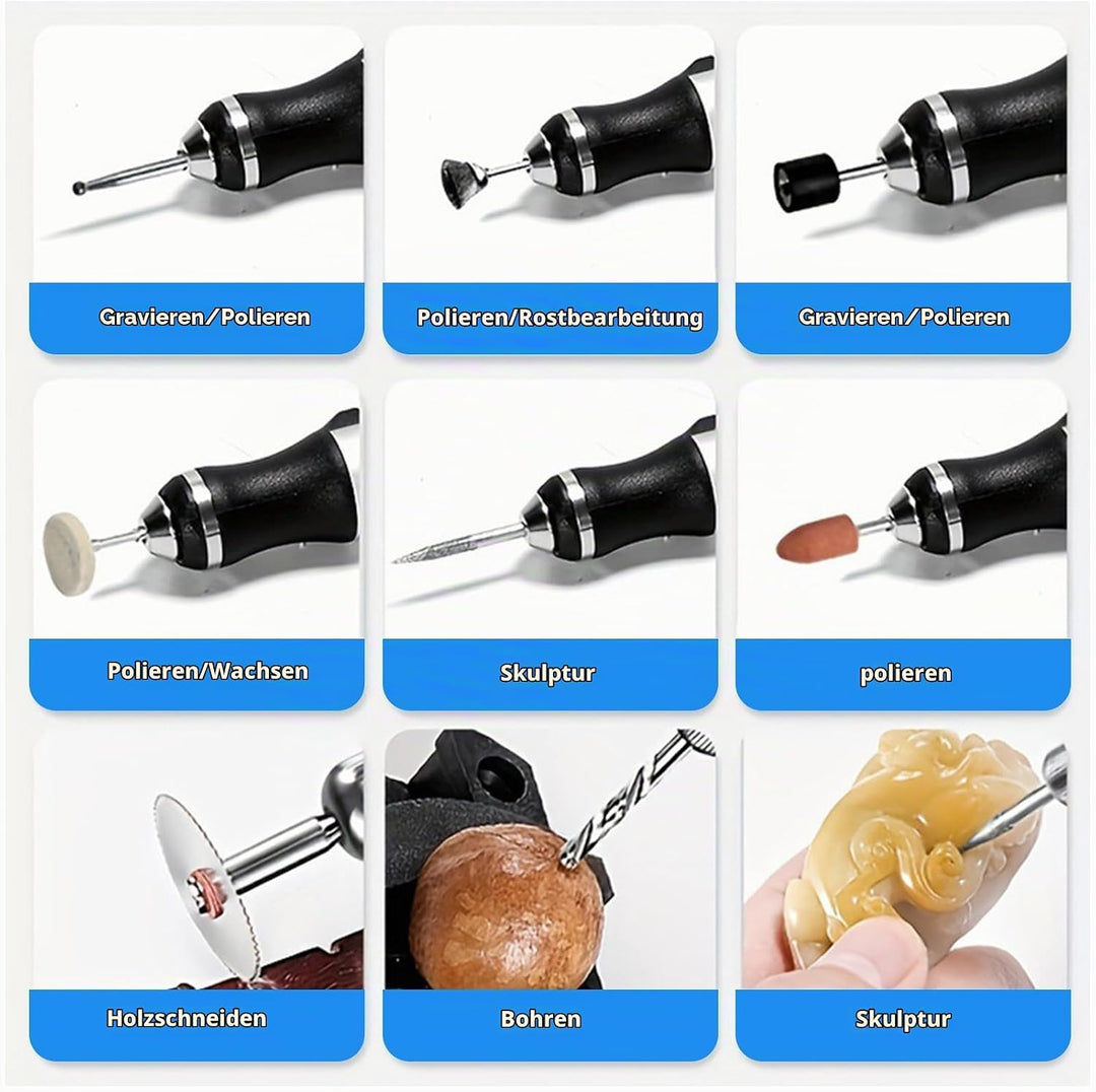 Mini Handbohrer Elektrisch: 3-Gang-Elektro-Mini-Bohrstift, Wiederaufladbare DIY Mini Bohrer mit 10 B