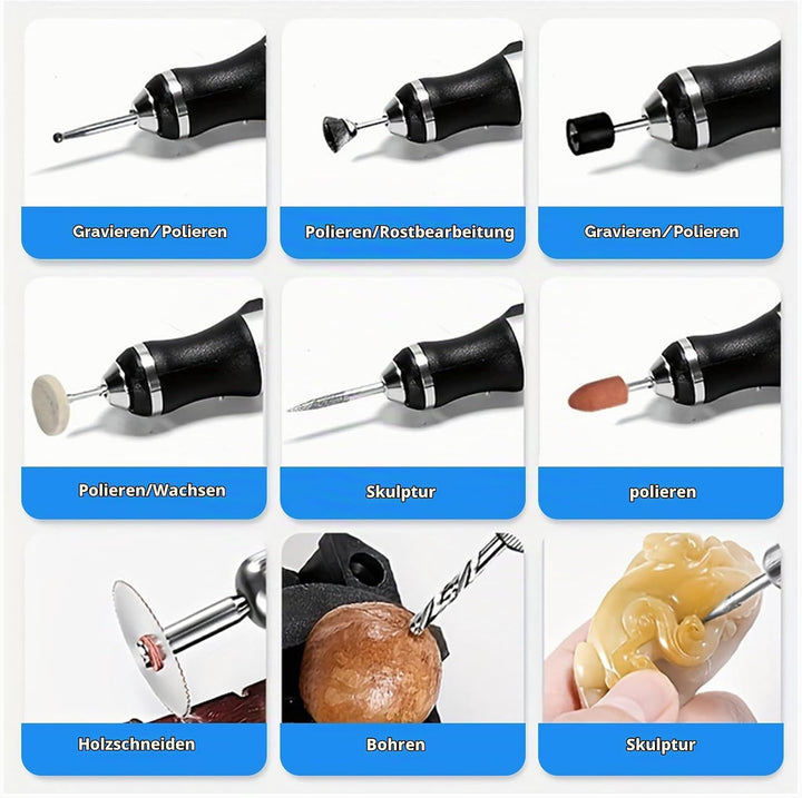Mini Handbohrer Elektrisch: 3-Gang-Elektro-Mini-Bohrstift, Wiederaufladbare DIY Mini Bohrer mit 10 B