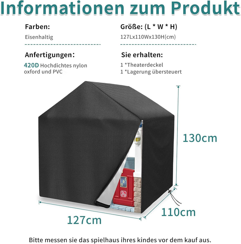 MRWIZMS Spielhaus Kinder Outdoor Abdeckplane, Schutzhuelle Spielhaus für Kinder, 420D Oxford-Tuch Wa