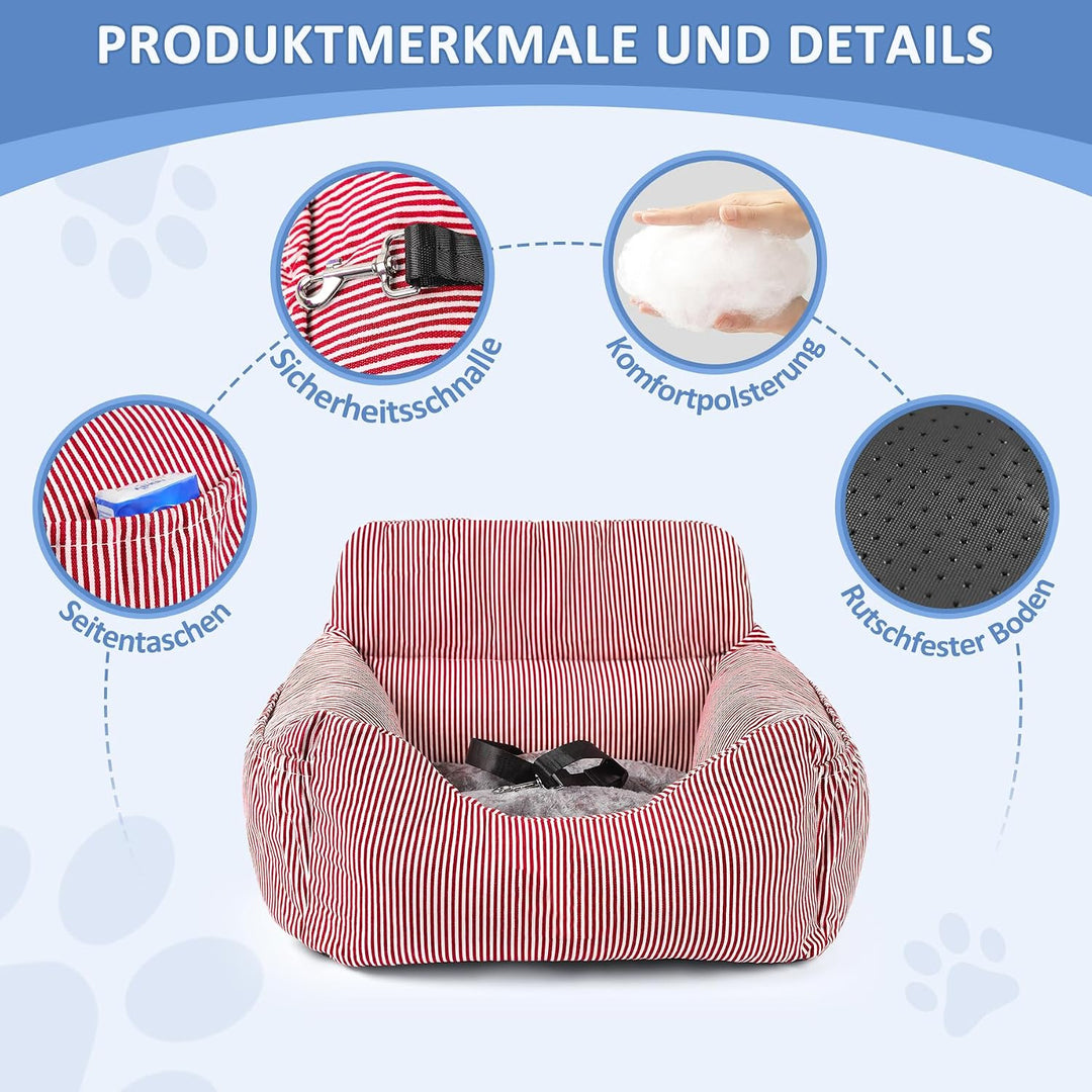 CALIYO Hundeautositz mit Stabiler Basis &amp; Sicherheitsgurt | Hundesitz Auto für Kleine bis 10 kg | Me