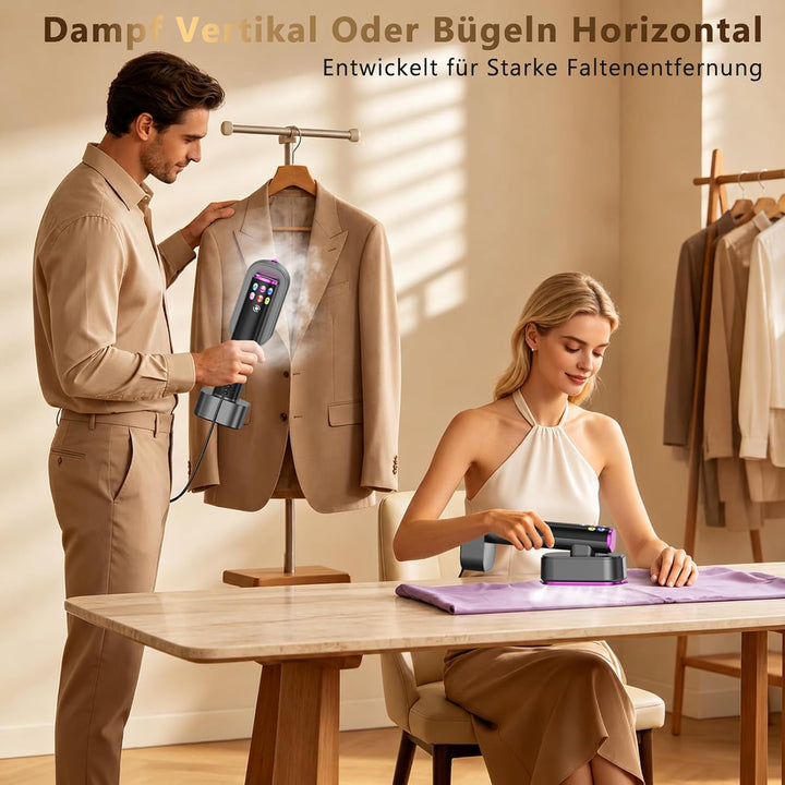 MMK Steamer Dampfglätter, 2-in-1 Handbügeleisen Dampf, 190ml Wassertank