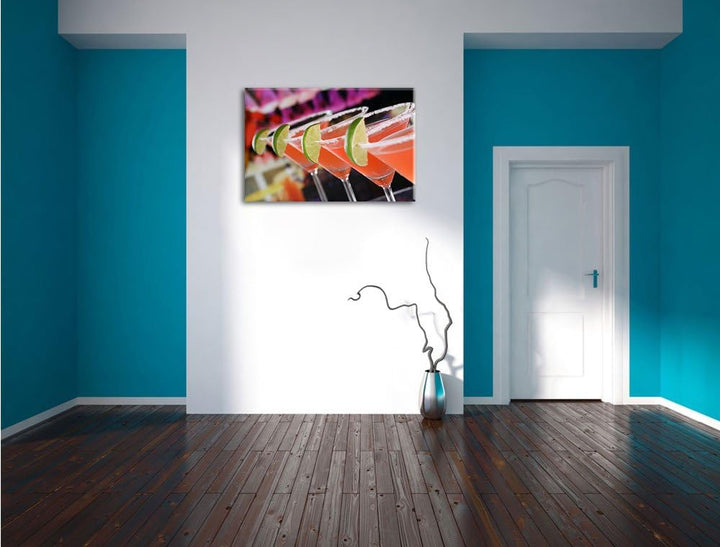 erfrischende Singapur Sling Cocktails Format: 100x70 auf Leinwand, XXL riesige Bilder fertig gerahmt