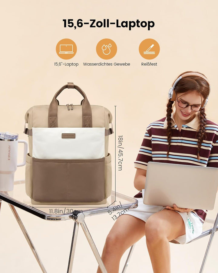 LOVEVOOK Rucksack Damen Laptop Rucksäcke mit Laptopfach 15.6 Zoll Schulrucksack Schultasche Backpack