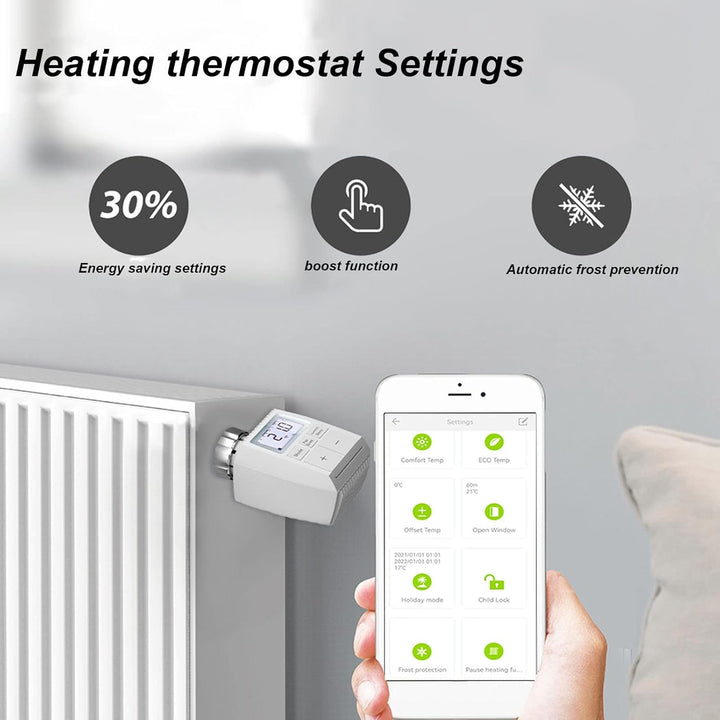 Smart Home Heizkörperthermostat, Einstellbare Temperatur, Digitaler Thermostat Heizung, Steuerung pe