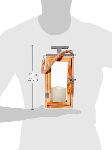 Lights4fun Salcombe Holz Laterne mit LED Kerze Batteriebetrieb Timer Echtholz Laterne Innen Indoor m