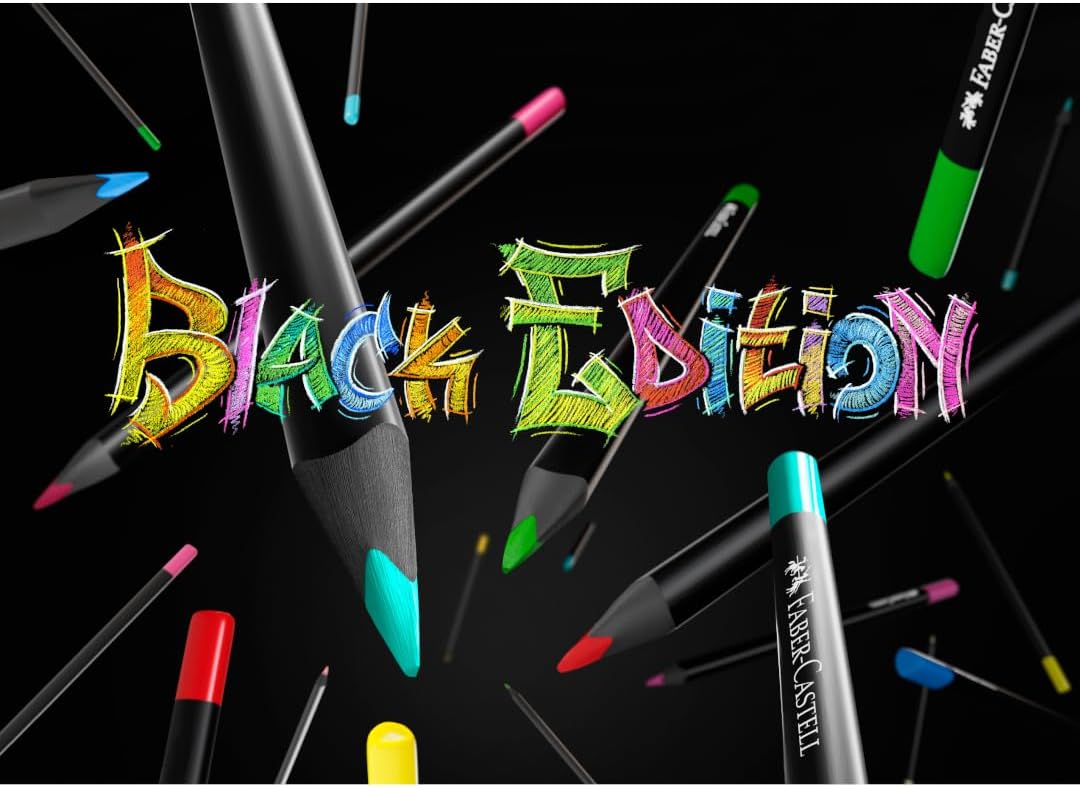 Faber-Castell 116411 - Buntstifte Black Edition, 100er Kartonetui, bruchsicher, für Kinder und Erwac
