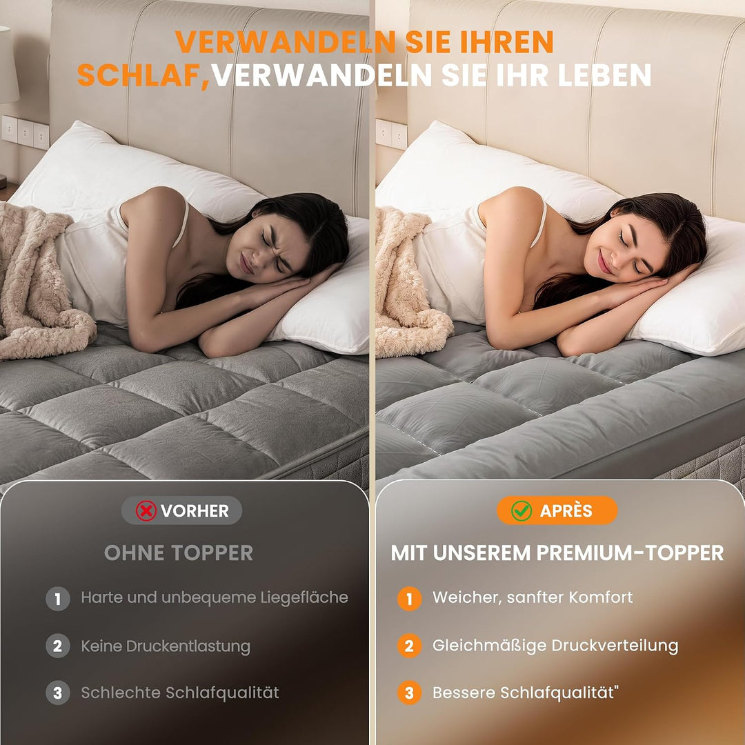 Wowttrelax Matratzenauflage 140 x 200 cm, Stärke 8 cm | Hoch atmungsaktiv, ohne lästigen Wärmestau E