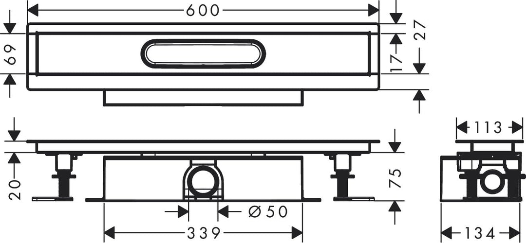 hansgrohe uBox universal Komplettset (Installationsset + Grundkörper) 600mm für Standardinstallation