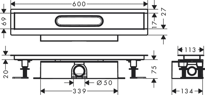 hansgrohe uBox universal Komplettset (Installationsset + Grundkörper) 600mm für Standardinstallation