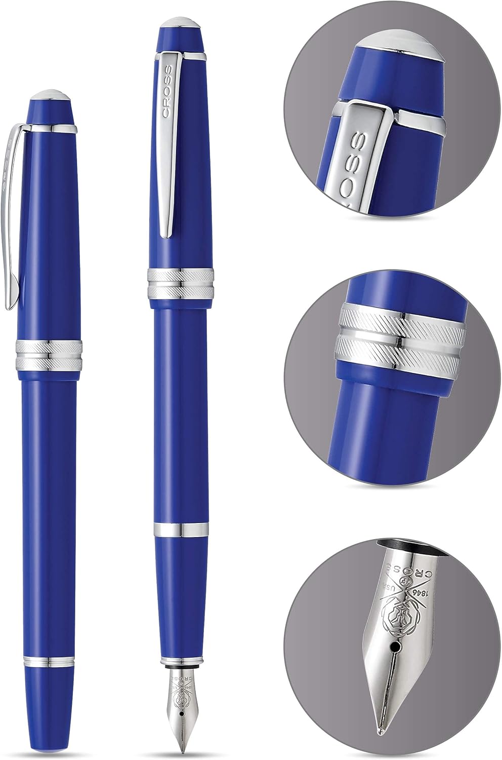 Cross Bailey Light Füllfederhalter (Federstärke M, inkl. Geschenkverpackung) Blau Blau Mittel, Blau