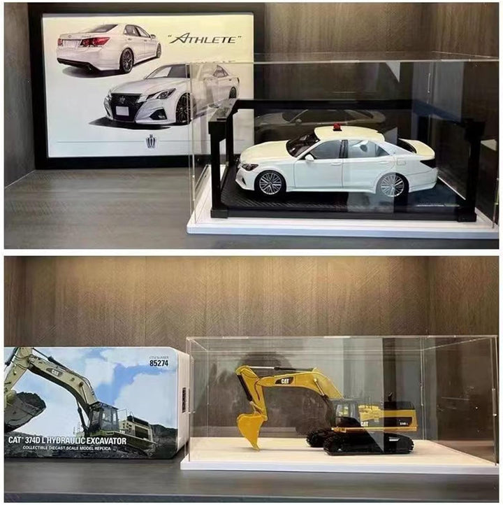 Öffne klare Acryl-Vitrine-Assemble Countertop Box mit weisser Basis, Staubschutz für Action Figuren