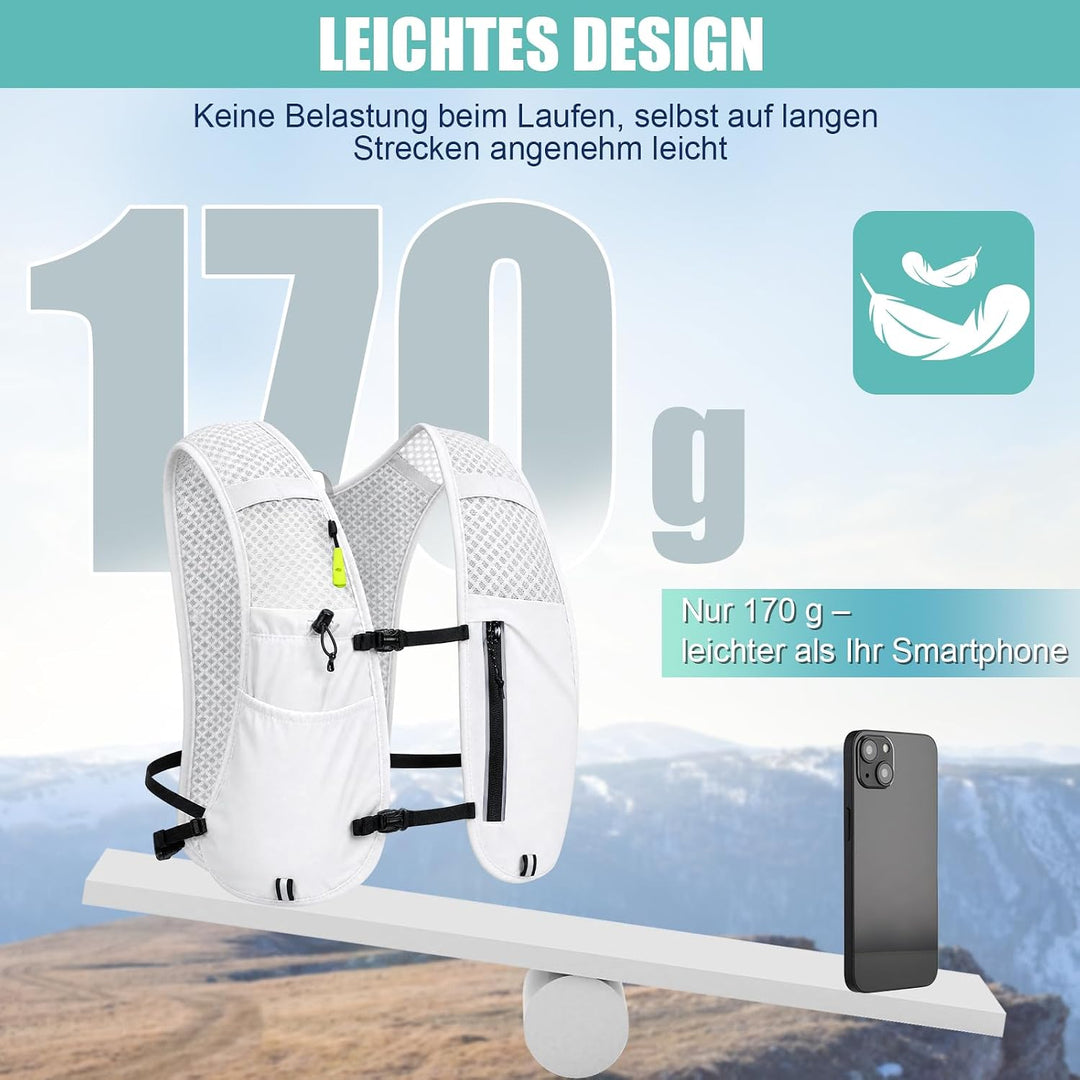 Laufweste Damen &amp; Herren mit 500ml Trinkflasche, Reflektierende Running Vest für Bessere Sichtbarkei