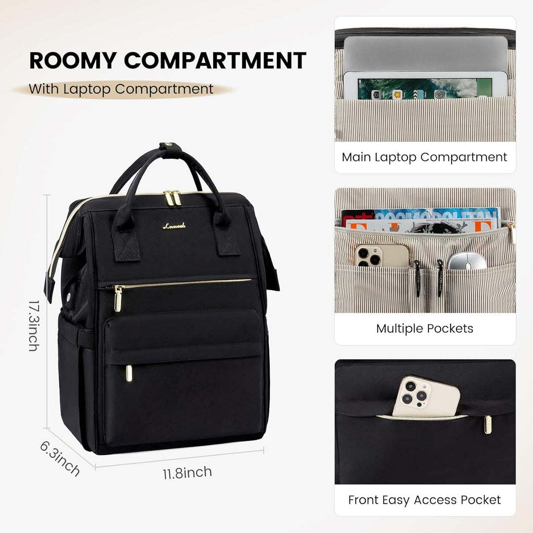 LOVEVOOK Rucksack Damen, 15,6 Zoll Laptop Arbeitstasche Schulrucksack mit USB Ladeanschluss, Wasserd