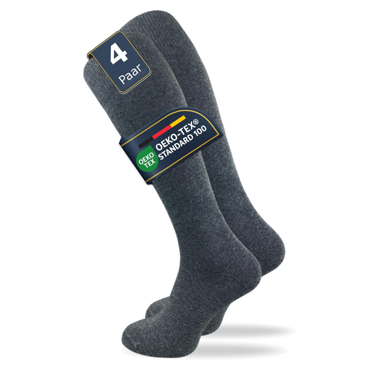 GAWILO Damen & Herren Kniestrümpfe (4 Paar) lange Socken mit Komfortbund aus 80% Baumwolle | kein Ve