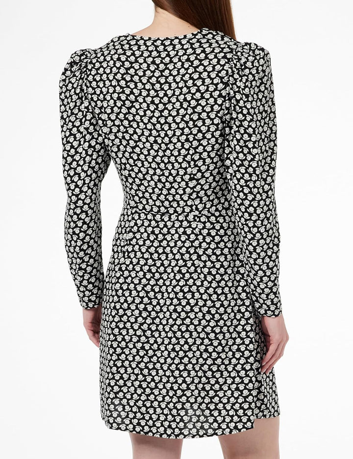 United Colors of Benetton Damen Kleid S Schwarz mit Blumenmuster, 71 W, S Schwarz mit Blumenmuster,