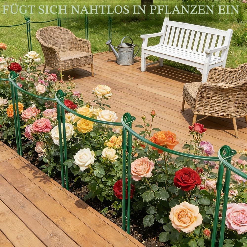 6 Stück Pflanzenstütze Halbrund, 25 x 60 cm Metall Pflanzenhalter, Befestigbare Staudenhalter, Blume