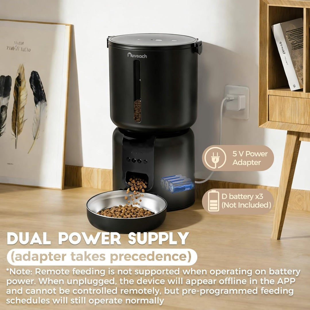 Auveach Futterautomat Katze und Katzenbrunnen Set - 4L 2.4G WiFi Futterspender mit Programmierbarem