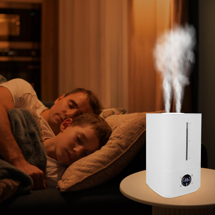 Luftbefeuchter 6L Warm & Kaltnebel, Luftbefeuchter Schlafzimmer mit 45–90%, Air Humidifier mit Touch