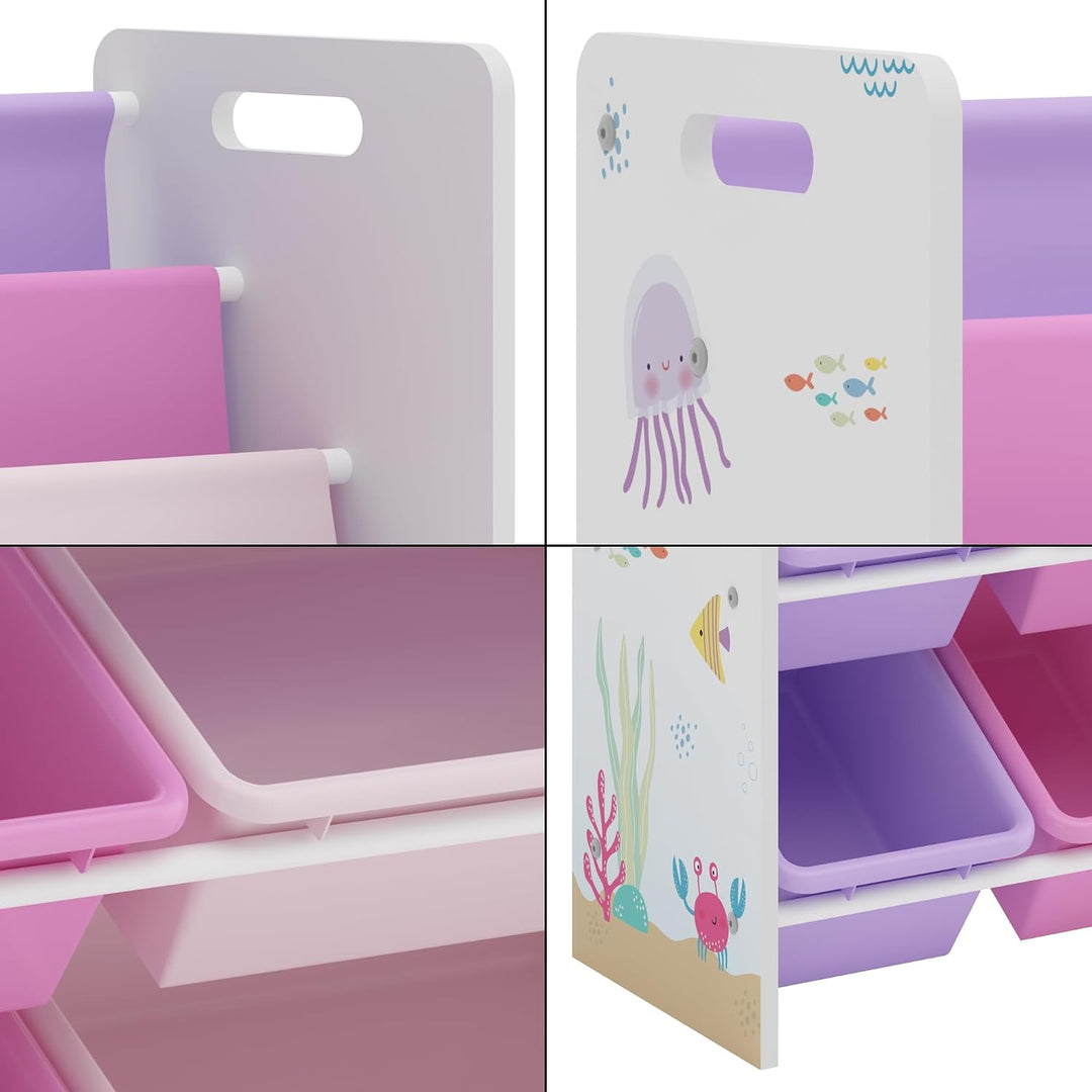 [en.casa] Kinderregal Rødøy Bücherregal für Kinder mit 6 Kisten Spielzeugregal 78 x 86 x 27 cm Spiel