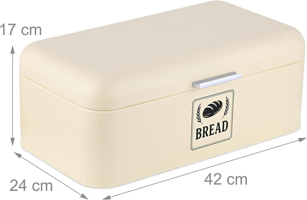 Relaxdays Brotkasten, Brotbox mit Deckel & Griff, HBT: 17x42x24 cm, Brot aufbewahren, Brotkiste Retr