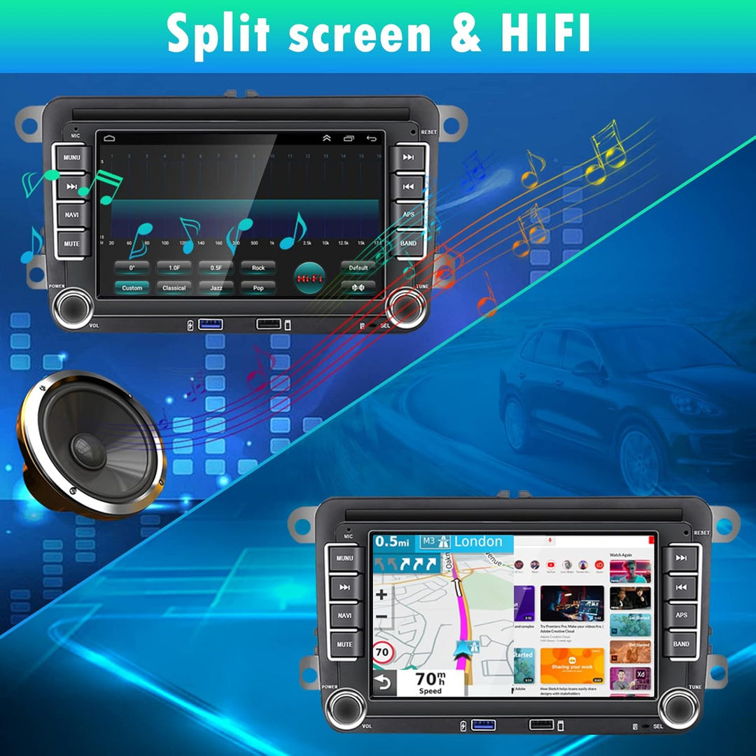 Hikity 2G 32G Autoradio mit DAB Navi für VW Passat B6 B7 Golf 5 6 Touran Polo Caddy SEAT 7 Zoll Dopp
