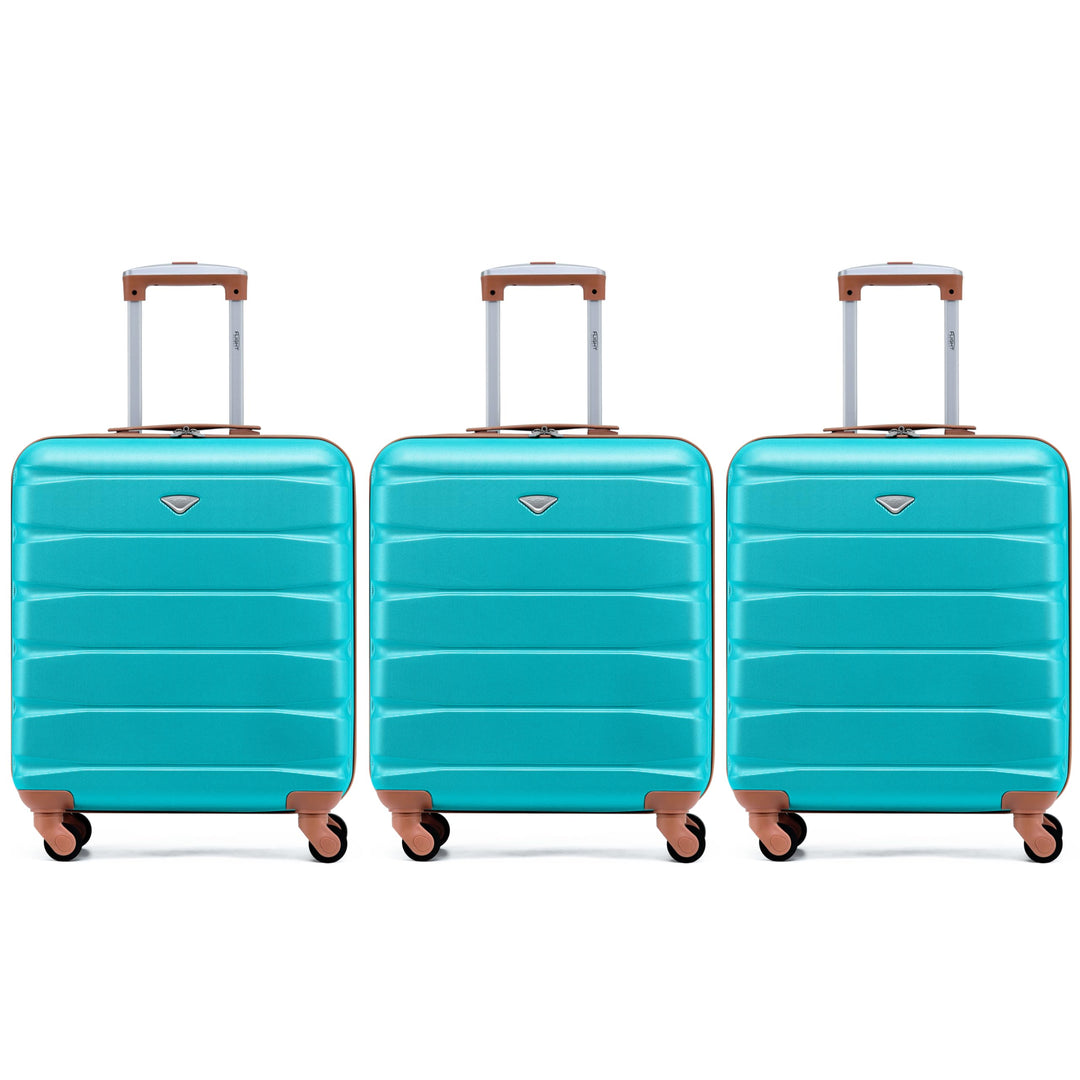 Flight Knight 3er-Pack Leichte 4-Rad-ABS-Hartschalenkoffer, Handgepack, zugelassen fur Fluggesellsch