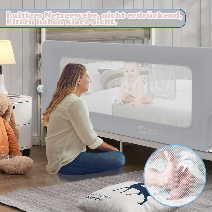 1st Bettgitter Bettschutzgitter Kinderbettgitter für Kinder, Rausfallschutz Bett Babybettgitter Klap