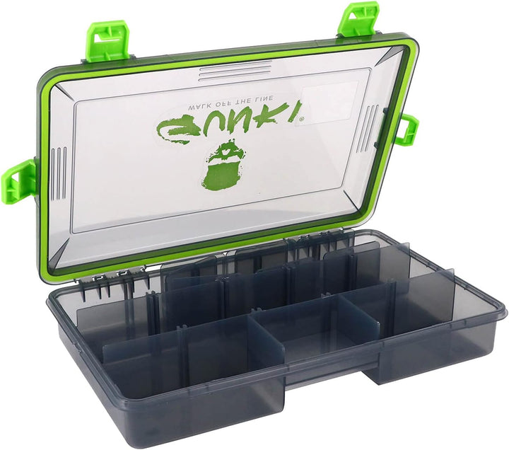 Gunki 27,5x18x5cm wasserdichte Box M - Kunstköderbox für Gummifische & Wobbler, Angelbox für Raubfis