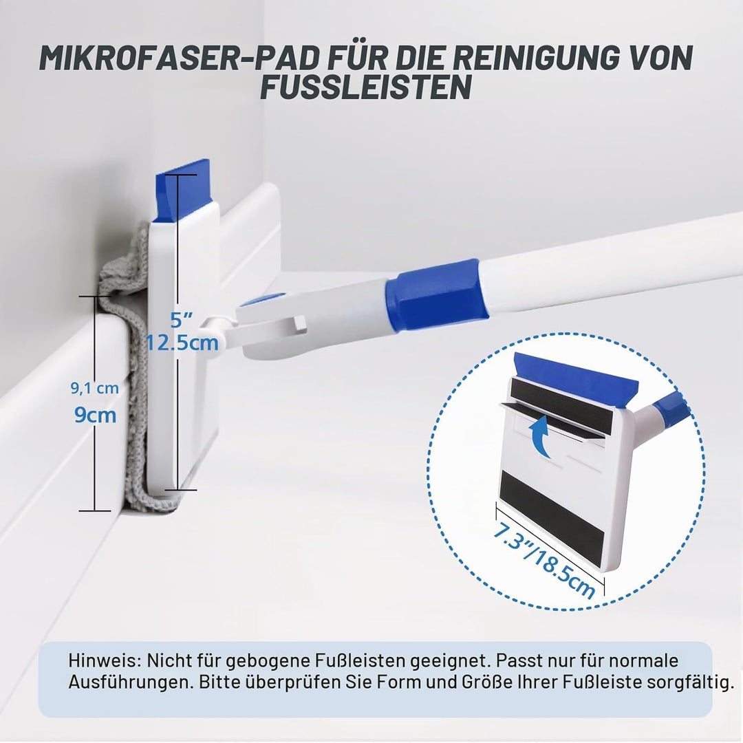 Qaestfy Wandreiniger Fliesenreiniger Gerät Fliesenwischer mit 152cm Aluminium langem Griff Bad Reini