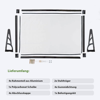 TrutzHolm® Aluminium Vordach Haustürvordach Pultvordach 150 x 90 cm Schneelast 95kg | Polycarbonatpl