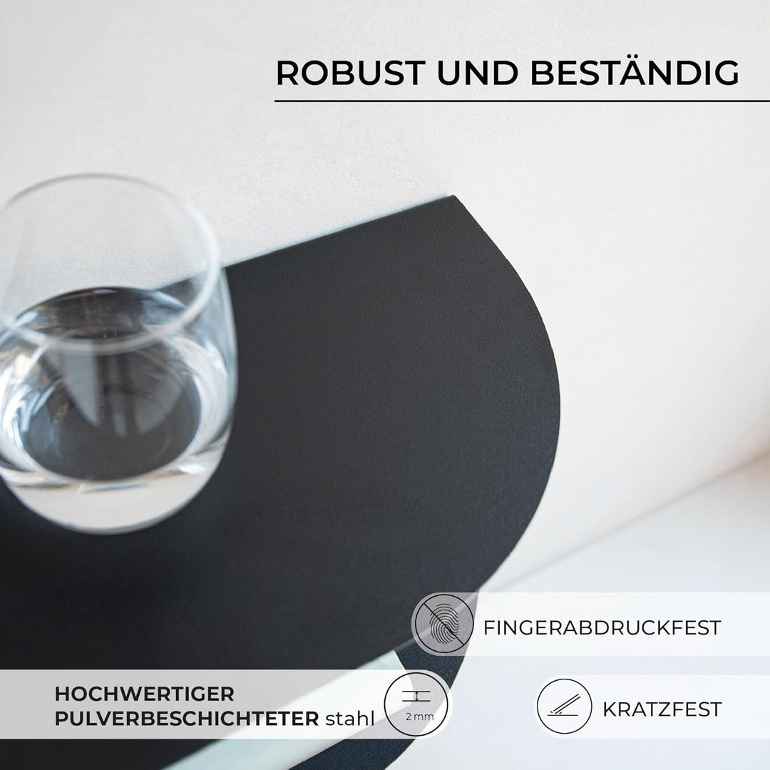 MILUKA Schwebender Nachttisch Hängend 2er Set aus Schwarz Metall 40x20 cm| Nachttisch Schmal mit 2 E