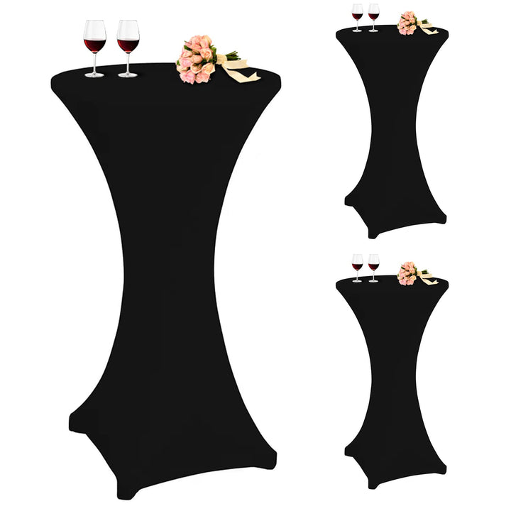 3er-Set Stretch Stehtisch Husse für Bistrotisch Ø 60-65 cm Elegante ,Verstärkung im Fussbereich,40°C