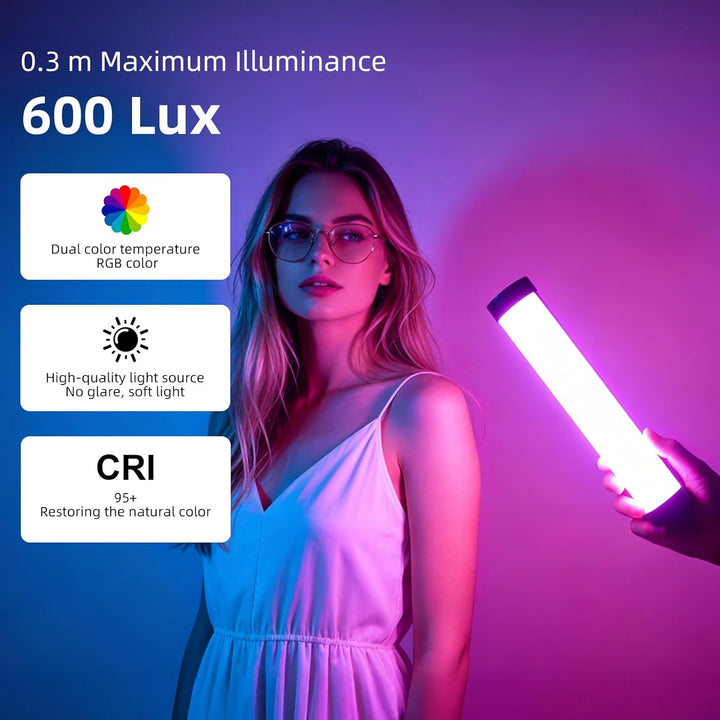 LUXCEO P100 Led Videoleuchte RGB,Mini LED Licht,Tragbares Lightbar für Fotografie, Tiktok YouTube Vi
