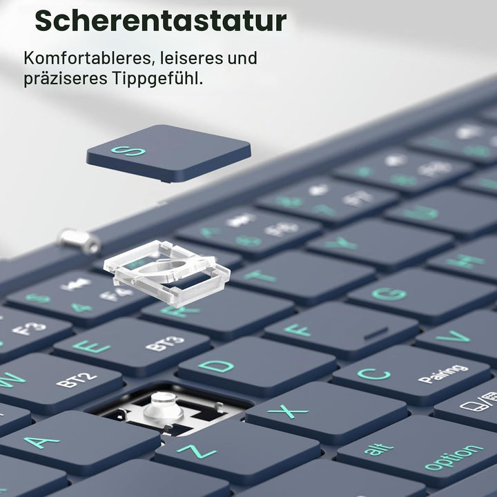 Nillkin Faltbare Bluetooth Tastatur mit Touchpad, kabellose Wiederaufladbare Klapptastatur mit Ziffe