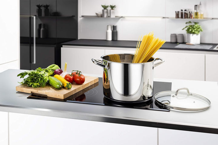 Linnuo Topf 6,8l mit Glasdeckel, Edelstahltopf, Griff Nicht heiss | Topf Induktion geeignet, Stabile